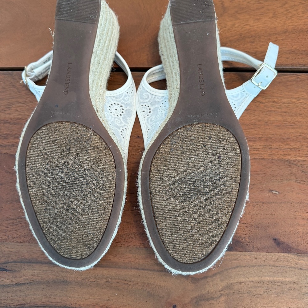 Lands End Off White Sling Back Open Toe Espadrill… - image 6